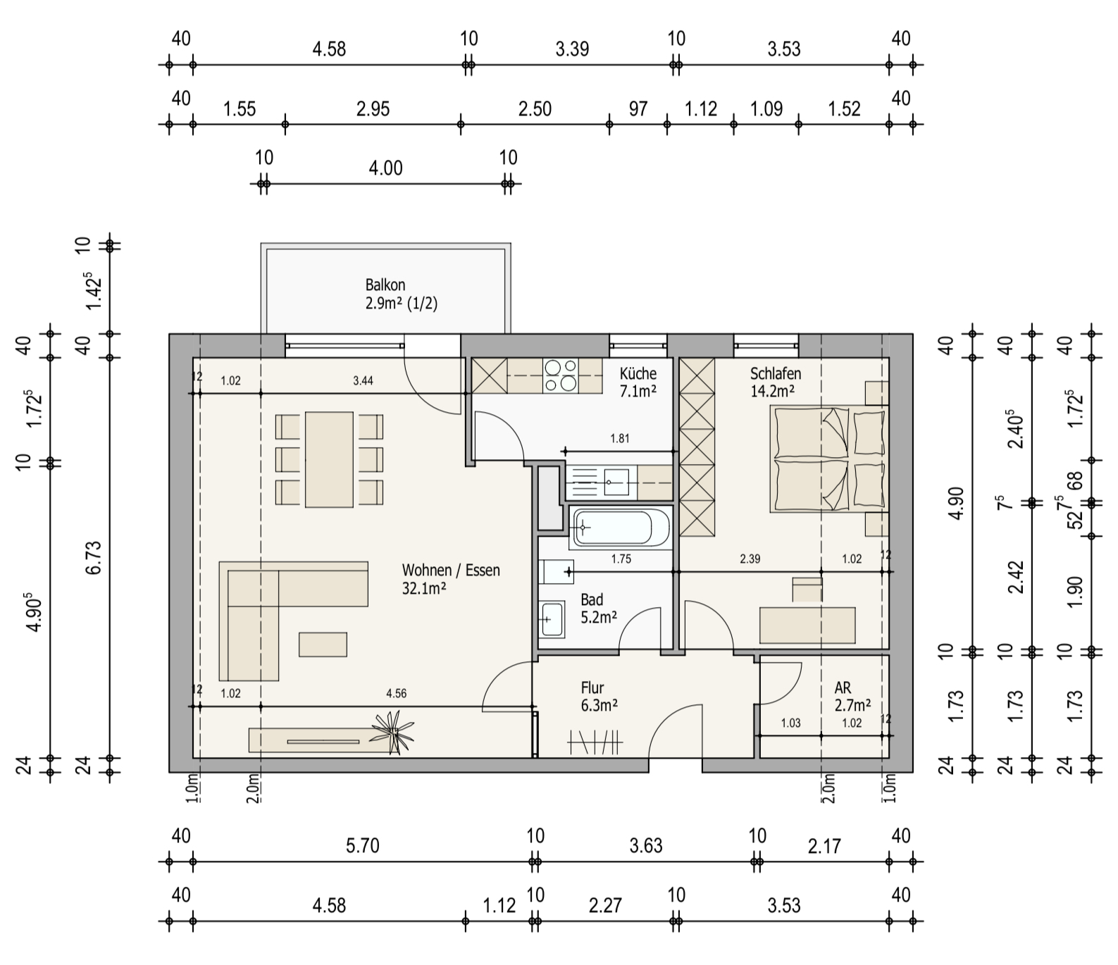 2 ZKB mit Balkon & TG Stellplatz in Mannheim-Neckarau in 68199 Mannheim – DESEO Immobilien Mannheim 6/6