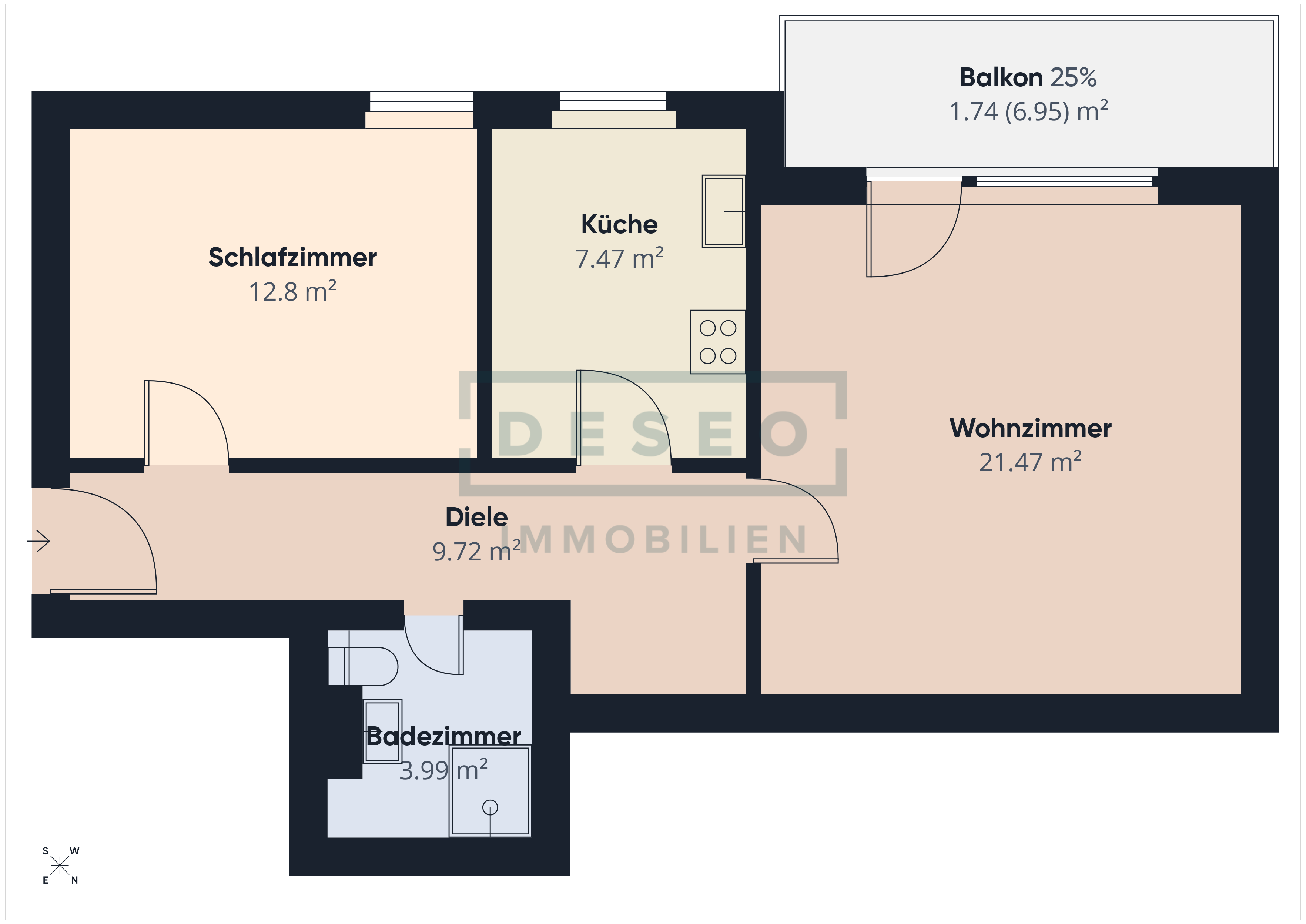 Vermietete 2-Zimmer-Wohnung mit moderner Austattung und Stellplatz in 64625 Bensheim – DESEO Immobilien Mannheim 8/8