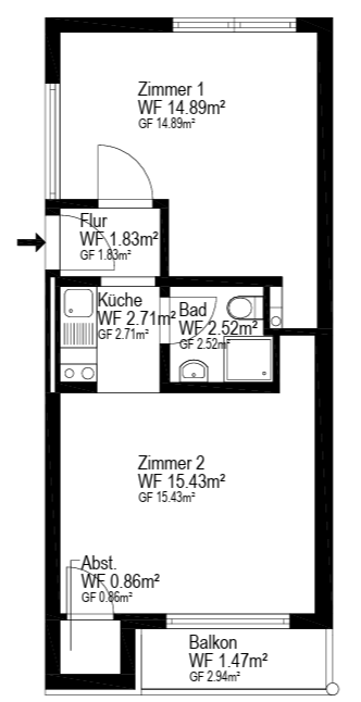 Provisionsfrei! Vermietete WG-Wohnung mit attraktiver Rendite in 67655 Kaiserslautern – DESEO Immobilien Mannheim 11/11
